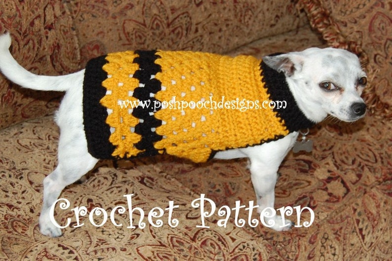 Instant Download Crochet Pattern Charlie Brown Style Dog Sweater Small Dog 2-20 lbs image 1