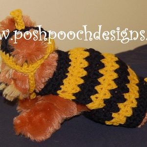 Instant Download - Crochet Pattern  - Dog Bumble Bee Sweater and hat - Small Dog Bee Costume