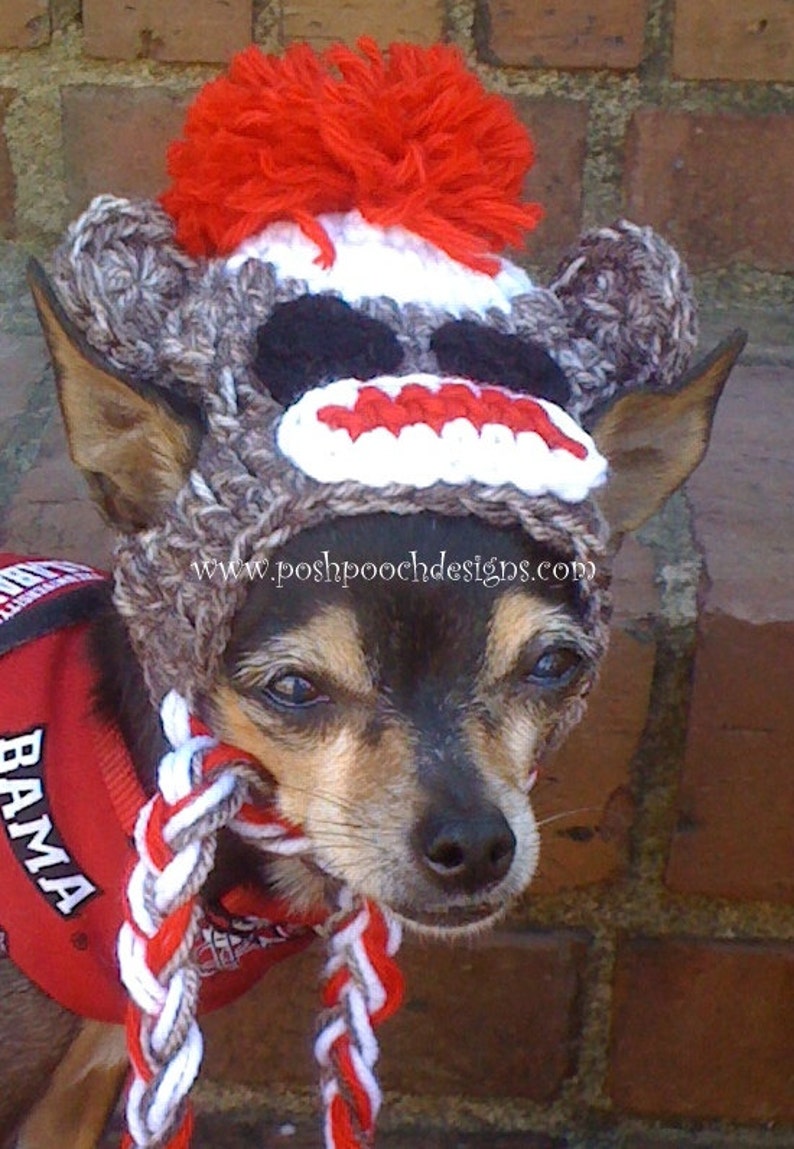 Instant Download Crochet Pattern Sock Monkey Dog Sweater and Hat Small Dog 2-20 lbs image 4