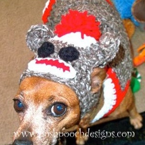 Instant Download Crochet Pattern Sock Monkey Dog Sweater and Hat Small Dog 2-20 lbs image 2