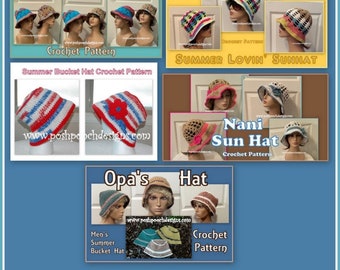 Summer Hats Crochet Pattern E Book - Instant Download PDF File