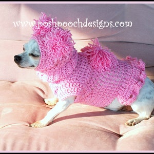 Instant Download Crochet Pattern Bundle - Pink Pom Pom Dog Snood and Sweater Set