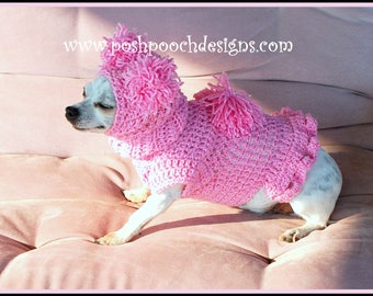 Instant Download Crochet Pattern Bundle - Pink Pom Pom Dog Snood and Sweater Set