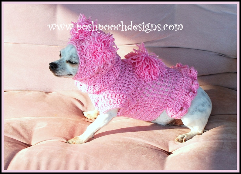 Instant Download Crochet Pattern Bundle Pink Pom Pom Dog Snood and Sweater Set image 1