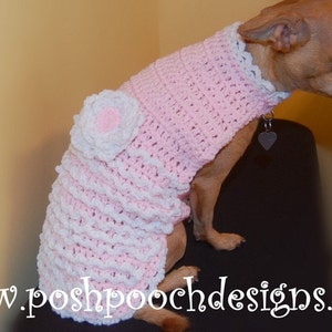 Instant Download Crochet Pattern dog Sweater Pink Lacy - Etsy