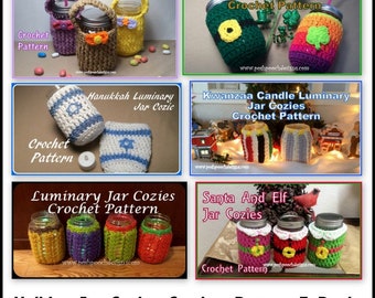 Holiday Jar Cozies Crochet Pattern E Book - Instant Download PDF  File