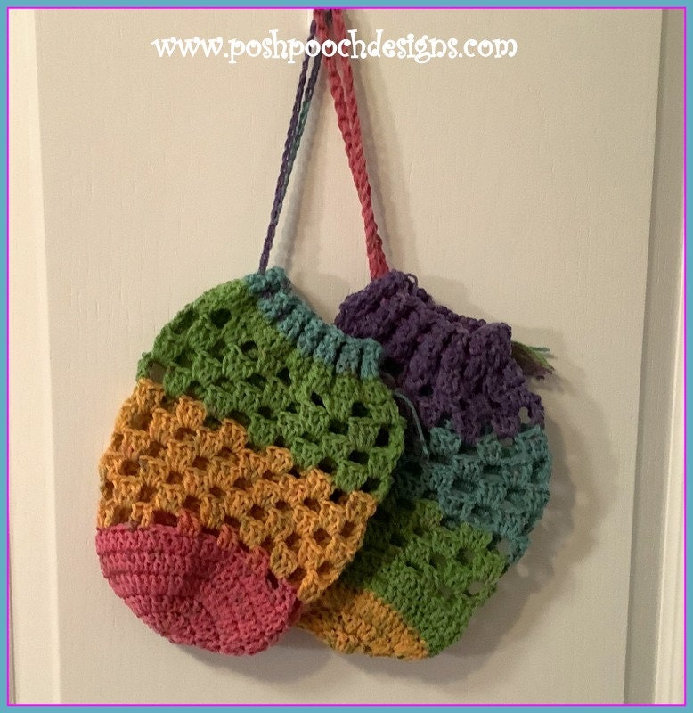 Drawstring Bags Crochet Pattern E Book Instant Download PDF Etsy