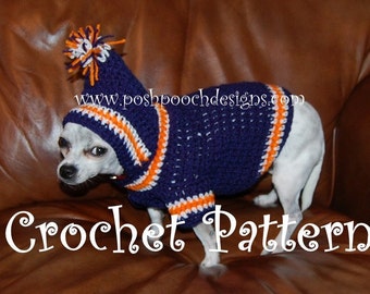 Instant Download Crochet Pattern - Sports Team Dog Hoodie - Small Dog Hoody 2-20 lbs