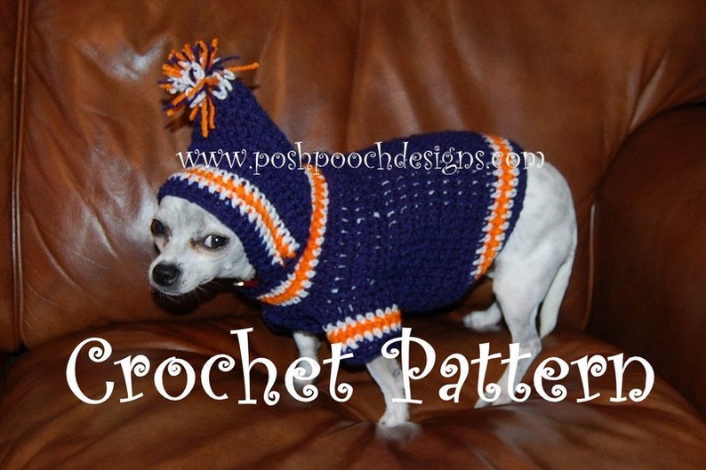 Instant Download Crochet Pattern Sports Team Dog Hoodie Small Dog Hoody 2-20 lbs image 1