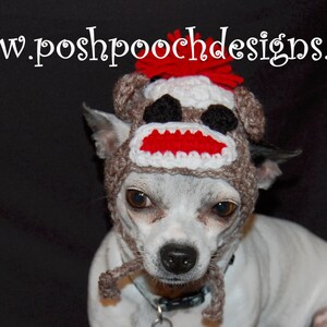 Instant Download Crochet Pattern Sock Monkey Dog Sweater and Hat Small Dog 2-20 lbs image 5