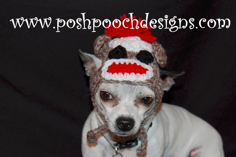 Instant Download Crochet Pattern Sock Monkey Dog Sweater and Hat Small Dog 2-20 lbs image 5