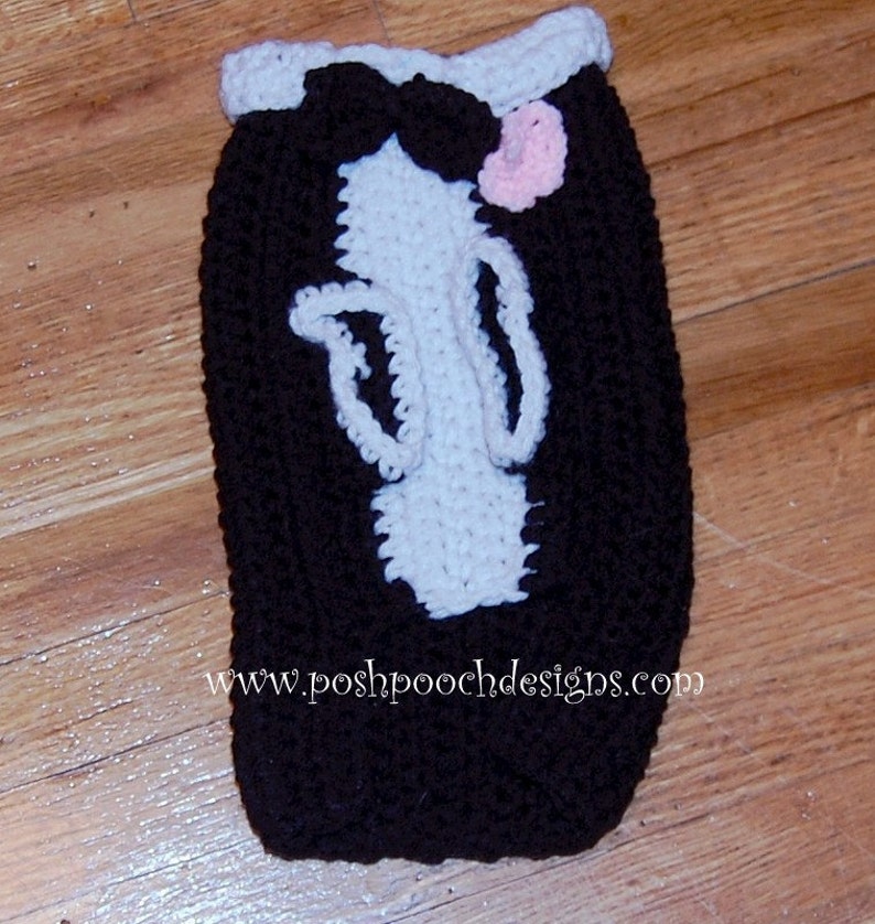 Instant Download Crochet Pattern Tuxedo Dog Sweater Small Dog Sweater 2-20 lbs image 4