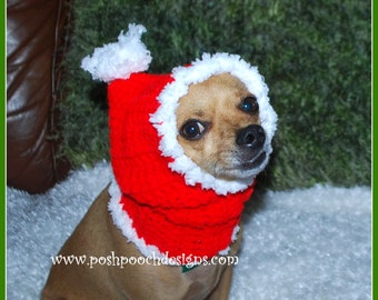 Christmas Santa Dog Snood Instant Download Crochet Pattern  For Small Dogs