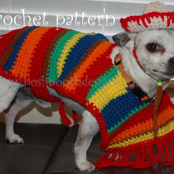Instant Download Crochet pattern - Dog Sombrero and Poncho set  Cinco De Mayo