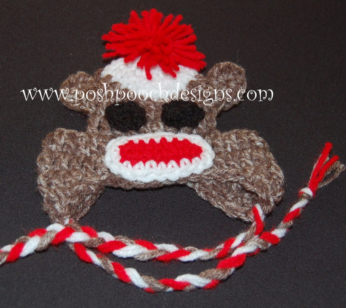 Sock Monkey Dog Hat Custom made for Dog 215 lbs Small Dog Etsy