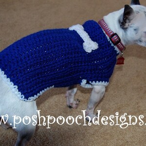 Instant Download Crochet Pattern Dog Sweater with Dog Bone Applique Small Dog image 2