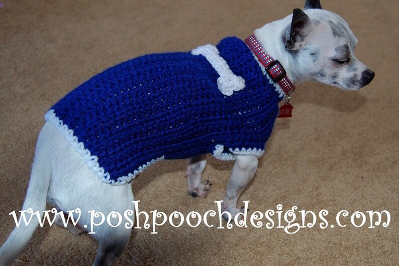 Instant Download Crochet Pattern Dog Sweater with Dog Bone Applique Small Dog image 2