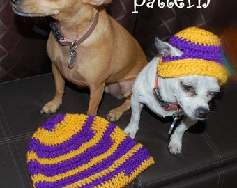 Instant Download Crochet Patterns - Team Spirit Hats - 2 Patterns - Sports Caps for Human and Dogs