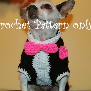 Instant Download Crochet Pattern Tuxedo Dog Sweater Small Dog Sweater 2-20 lbs image 1