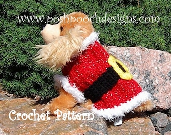 Instant Download Crochet Pattern - Santa Claus Dog Sweater - Small Dog Sweater 2-20 lbs