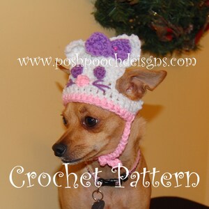 Instant Download Crochet Pattern - Hey Kitty Dog Hat - Small Dog Beanie