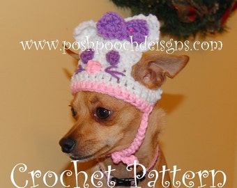 Instant Download Crochet Pattern - Hey Kitty Dog Hat - Small Dog Beanie