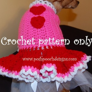 Instant Download Crochet Pattern Valentine Dog Dress Small Dog Sweater 2-20 lbs image 1