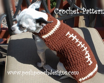 Instant Download CROCHET PATTERN - Football Shaped Dog Sweater - Small Dog Sweater 2-20 lbs