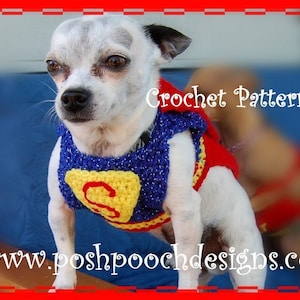 Instant Download Crochet Pattern Super Dog Sweater and Cape Small Dog 2-20 lbs image 1