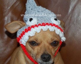 Instant Download Crochet Pattern - Shark Dog Hat - Small Dog beanie