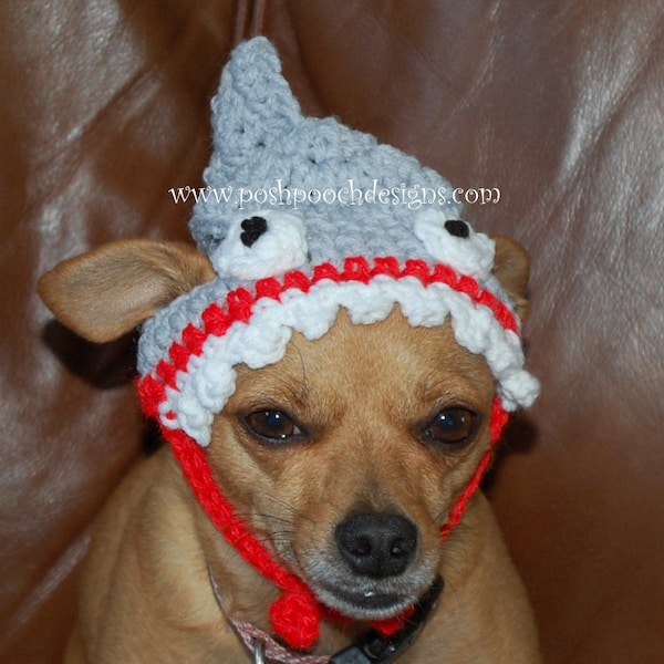 Instant Download Crochet Pattern - Shark Dog Hat - Small Dog beanie