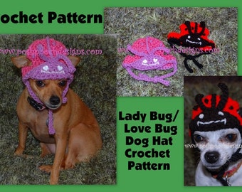 Instant Download Crochet Pattern - Lady Bug - Love Bug Dog hat Small Dog Beanie