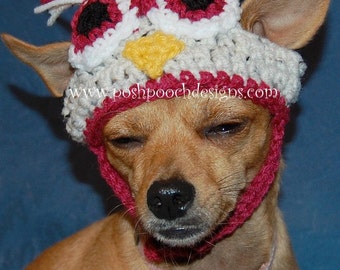 Instant Download Crochet Pattern - Owl Dog Hat - Small Dog Beanie