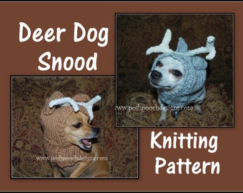 Deer Dog Snood - 3 sizes S-L Instant Download KNITTING Pattern