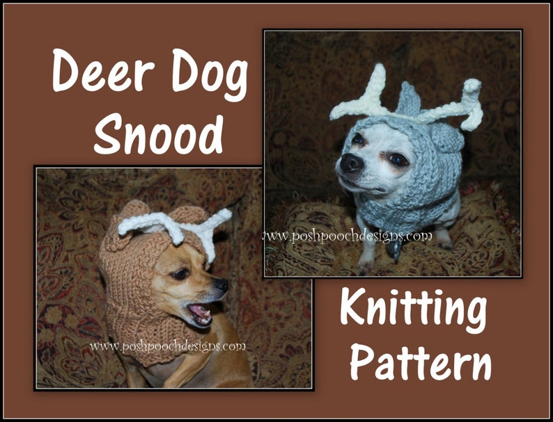 Deer Dog Snood 3 sizes S-L Instant Download KNITTING Pattern image 1