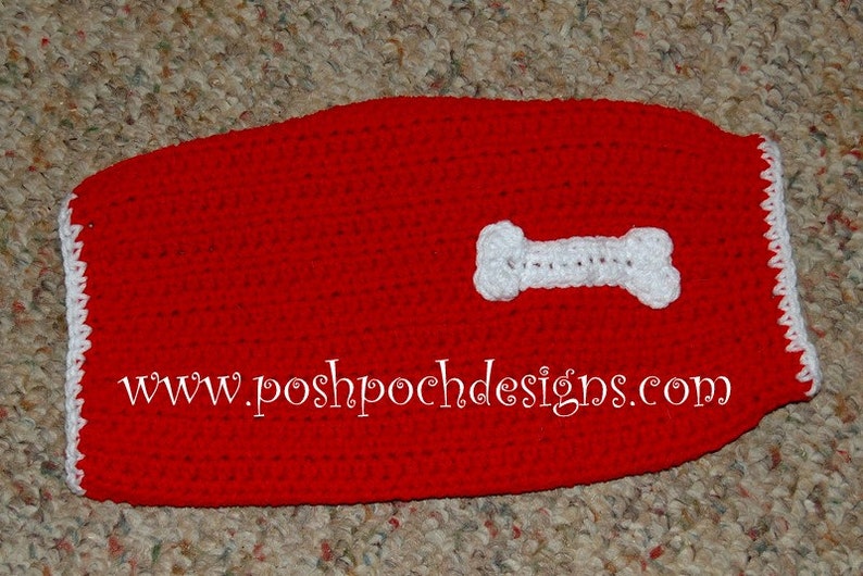 Instant Download Crochet Pattern Dog Sweater with Dog Bone Applique Small Dog image 4