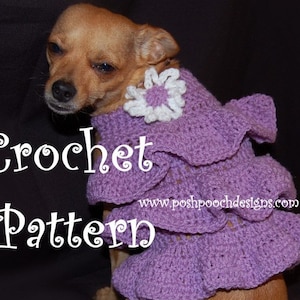 Instant Download Crochet Pattern- Ruffles Dog Sweater Dress - Small Dog Sweater 2-20 lbs