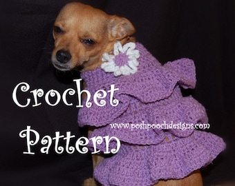 Instant Download Crochet Pattern- Ruffles Dog Sweater Dress - Small Dog Sweater 2-20 lbs