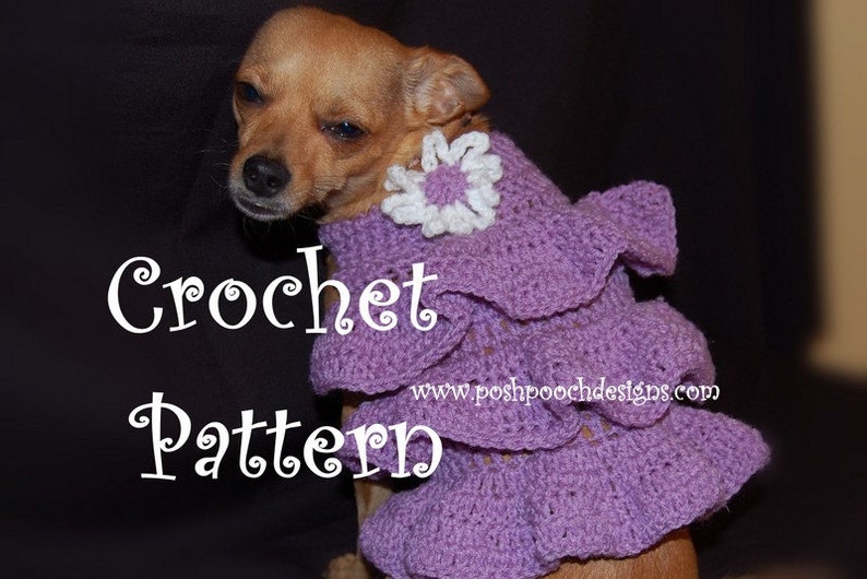 Instant Download Crochet Pattern Ruffles Dog Sweater Dress Small Dog Sweater 2-20 lbs image 1