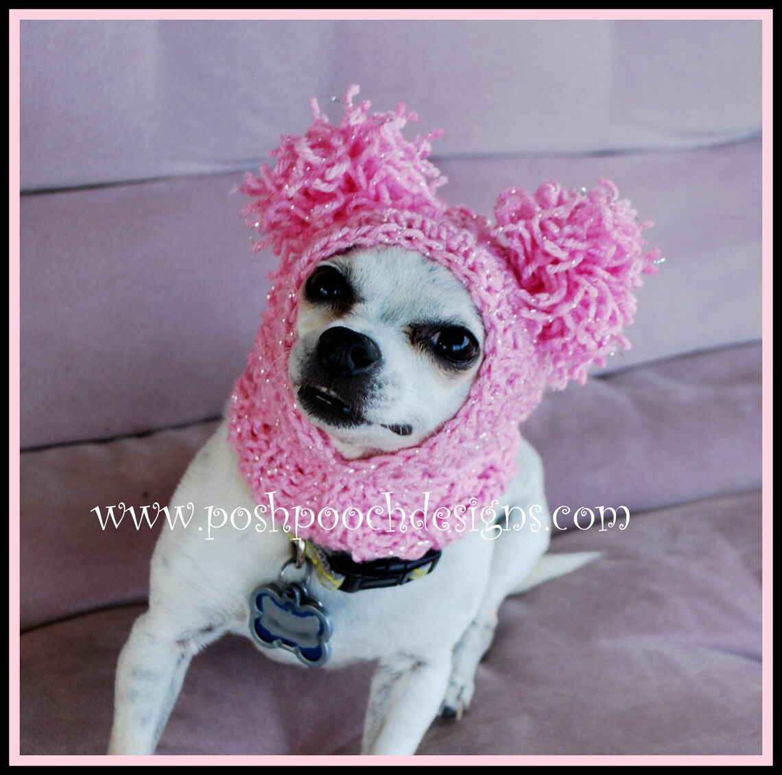 Solid Color Dog Sweater with Long Pompom Snood - AVAILABLE IN DIFFERENT COLORS