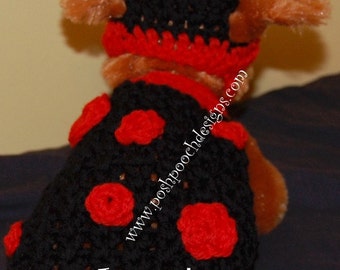 Instant Download Crochet Pattern Bundle- Lady Bug Dog Costume - Dog Sweater and hat set 2-20 lbs