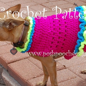 Instant Download Crochet pattern - Dog Summer Fun Suit - Dog Sweater - 2-15 lbs