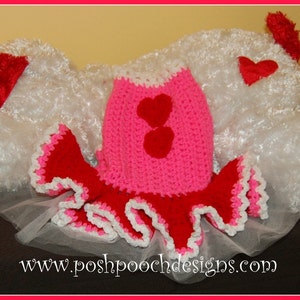 Instant Download Crochet Pattern Valentine Dog Dress Small Dog Sweater 2-20 lbs image 5