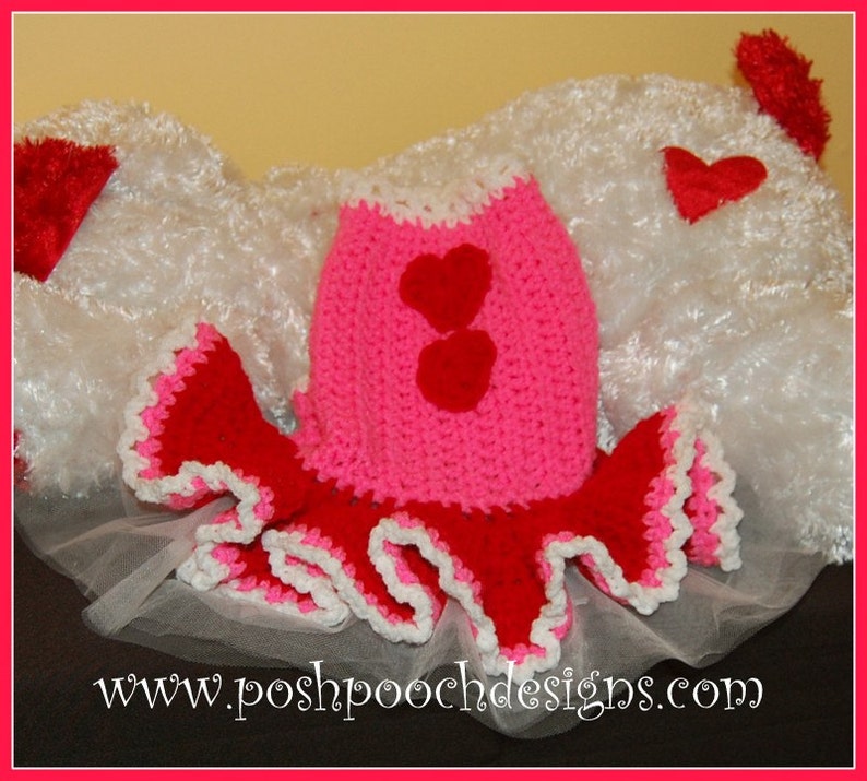 Instant Download Crochet Pattern Valentine Dog Dress Small Dog Sweater 2-20 lbs image 5