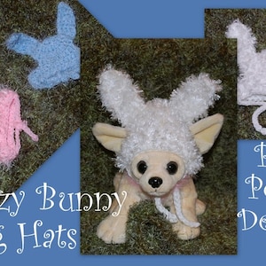 Instant Download Crochet Pattern - Fuzzy Bunny Dog Hat - Dog Bunny Beanie - Easter Bunny Dog Hat