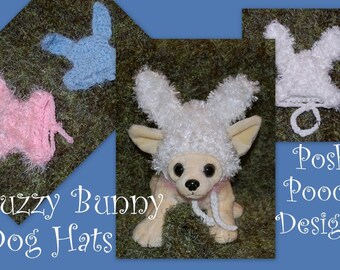 Instant Download Crochet Pattern - Fuzzy Bunny Dog Hat - Dog Bunny Beanie - Easter Bunny Dog Hat