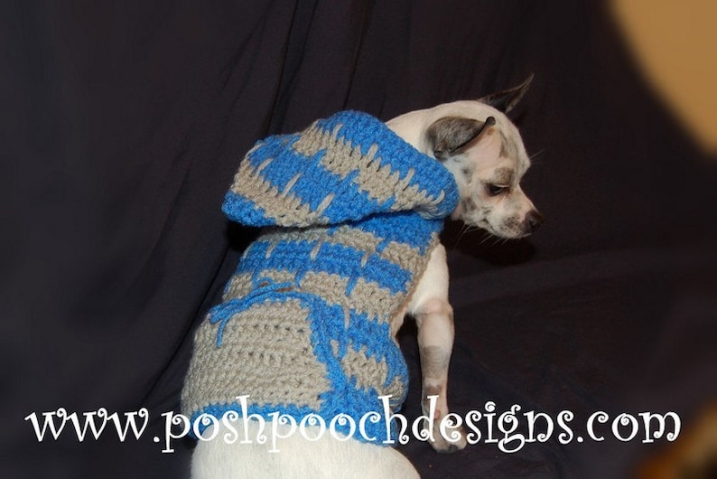 Instant Download Crochet Pattern Hooded Dog Sweater 2 color Small Dog 2-10 lbs image 4