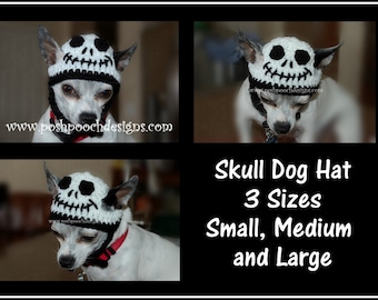 Skull Dog Hat Crochet Pattern for Small, Medium and Large Dogs