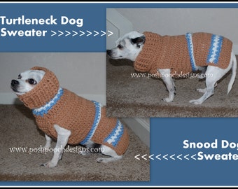 Instant Download Crochet Pattern - Snood Turtleneck Dog Sweater Small Dog Sweater Pattern