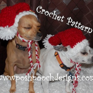 Instant Download Crochet Pattern Red Boucle' Dog Christmas Stocking Cap Small Dog hat image 2